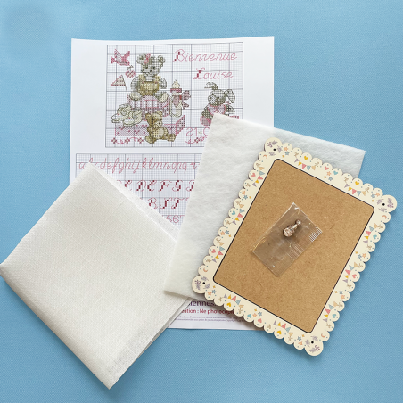 Linen «Bienvenue baby» Frame-Pink version