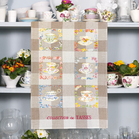 Linen « Tea Cup Collection » Tea towel