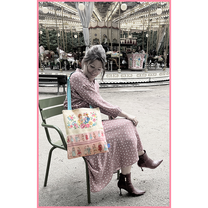 Linen «Le temps d'un thé» bag