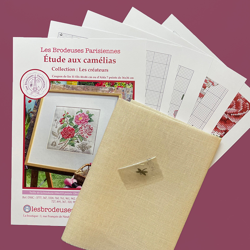 Linen : «Camélias» Study (maxi-pattern)