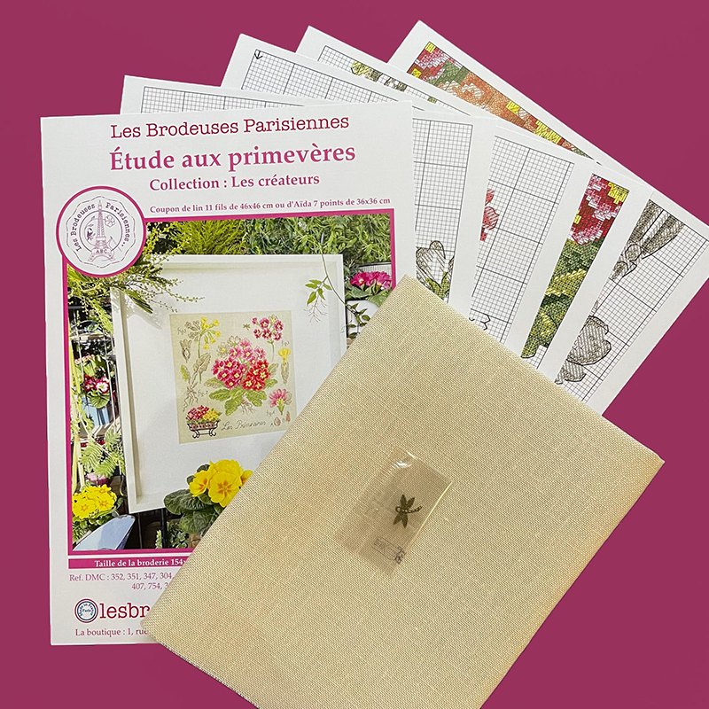 Linen : «Primevères» Study (maxi-pattern)