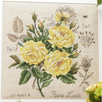 Lin : Étude à la rose «Reine Lucia» (maxi-grille)