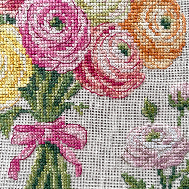 Linen : «renoncules» Study (maxi-pattern)