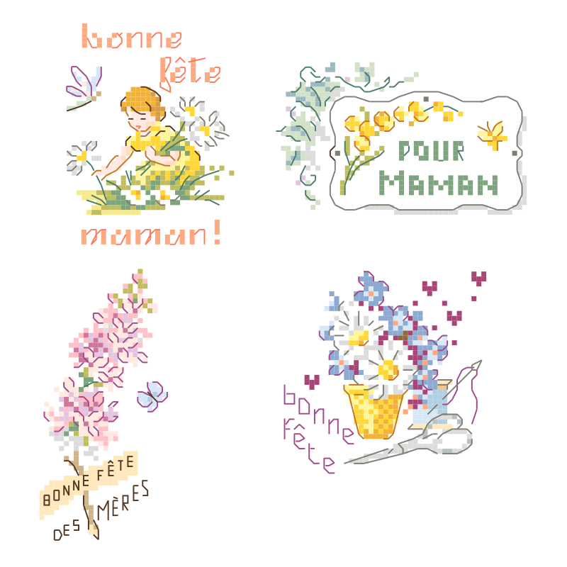 4 Grilles «Bonne fête maman»