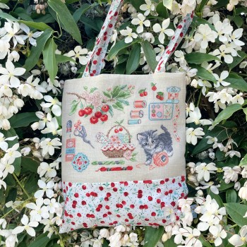 Linen «Cerisette et bobinette» Tote bag