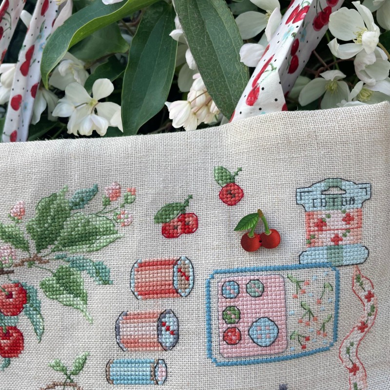 Linen «Cerisette et bobinette» Tote bag