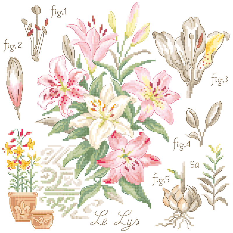 Lin : Étude aux Lys (maxi-grille)