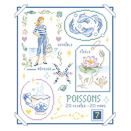 Grille PDF à télécharger : Signe du zodiaque «Poissons»