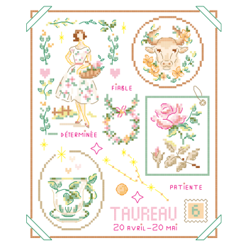 Digital Download (PDF) : Zodiac Sign «Taureau» chart