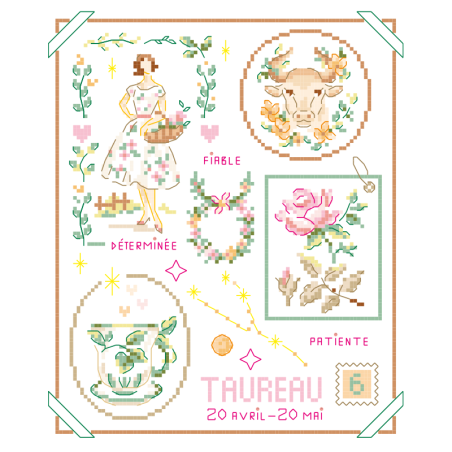 Digital Download (PDF) : Zodiac Sign «Taureau» chart