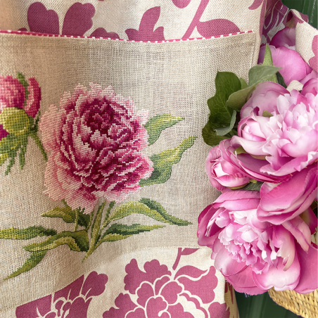 Lin : Tablier «Pivoine»